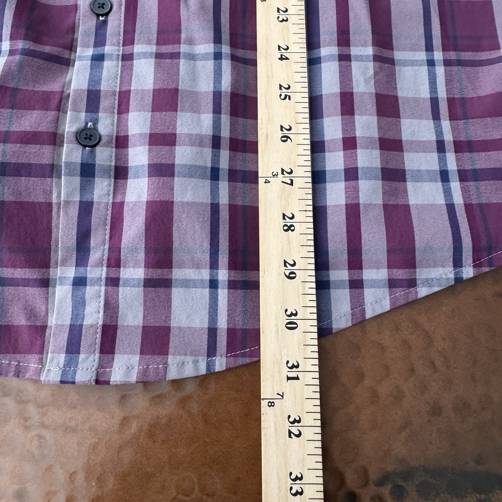 Mizzen+Main Leeward Long Sleeve Shirt Men XL Trim Purple Plaid Slim Stretch - Picture 12 of 12